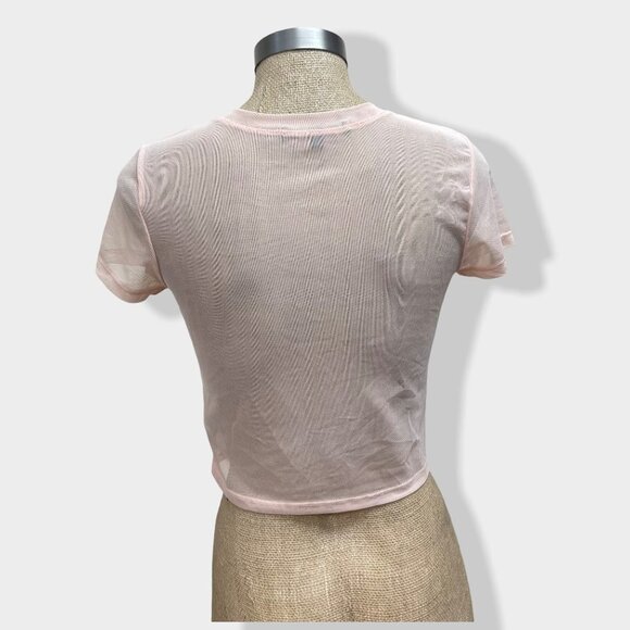 5/$20 ONE Clothing Pink Mesh Crop Top - Picture 2 of 4